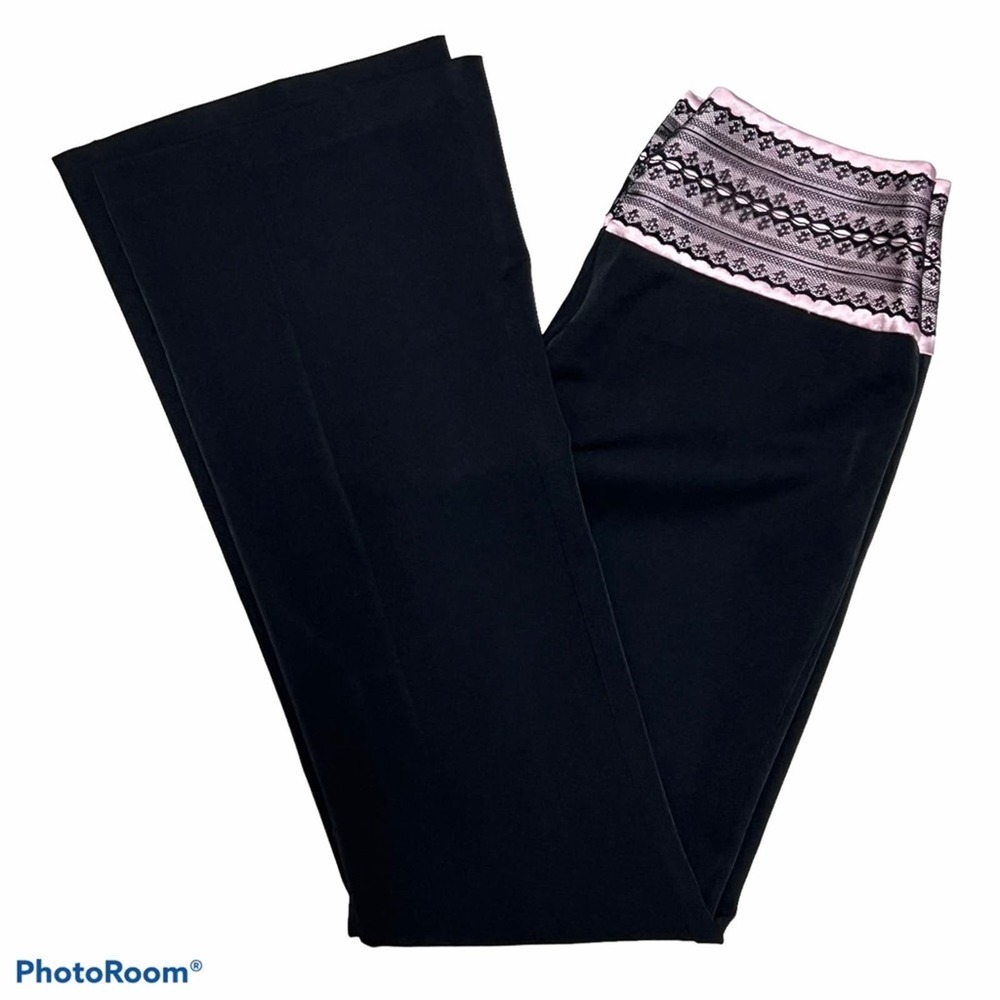 Somme Satin and Lace waistband Pants black high waisted  8